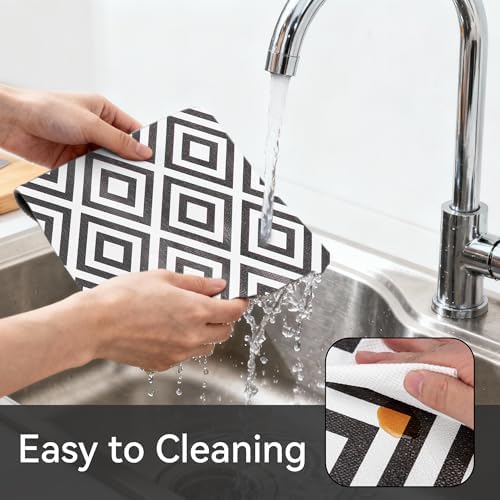 FIFTY FEET 12"x120" Non-Adhesive Shelf Liner for Kitchen Cabinets and Drawers, Washable Non-Slip PVC Cabinet Liner (Black Plaid)(4 Roll) - Image 4