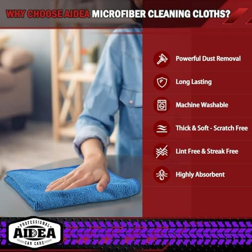 AIDEA Microfiber Cleaning Cloth-50PK, Microfiber Towels for Cars, 12×12" - Image 3