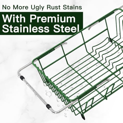 MAJALiS Green Dish Drying Rack Over The Sink with Utensil Holder - Image 4