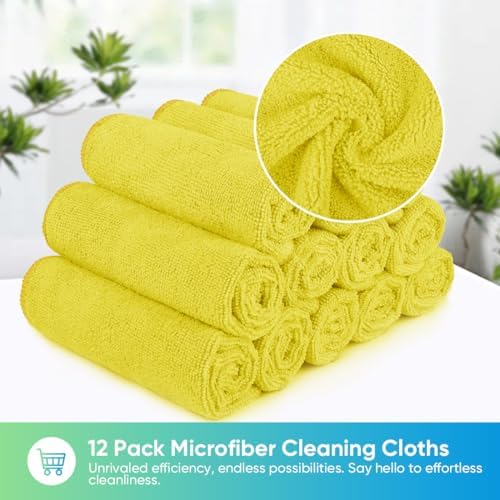 HOMEXCEL Yellow Microfiber Cleaning Cloth, Microfiber Towels for Car, 12 PK - Image 5