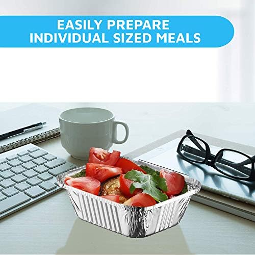 MontoPack Disposable Takeout Pans with Clear Lids | 1lb Capacity Aluminum Foil Food Containers with Strong Seal for Freshness & Spill Resistance | Eco-Friendly & Recyclable | 50-Pack of 5x4” Drip Pan - Image 4