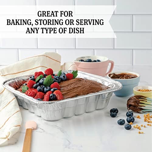 PLASTICPRO Disposable 10'' X 10'' X 3'' Inch Square Aluminum Tin Foil Baking Pans Bakeware - Cookware Perfect for Baking Cakes, Breads, Brownies, Bread, Meatloaf, Lasagna, Pack of 10 - Image 2