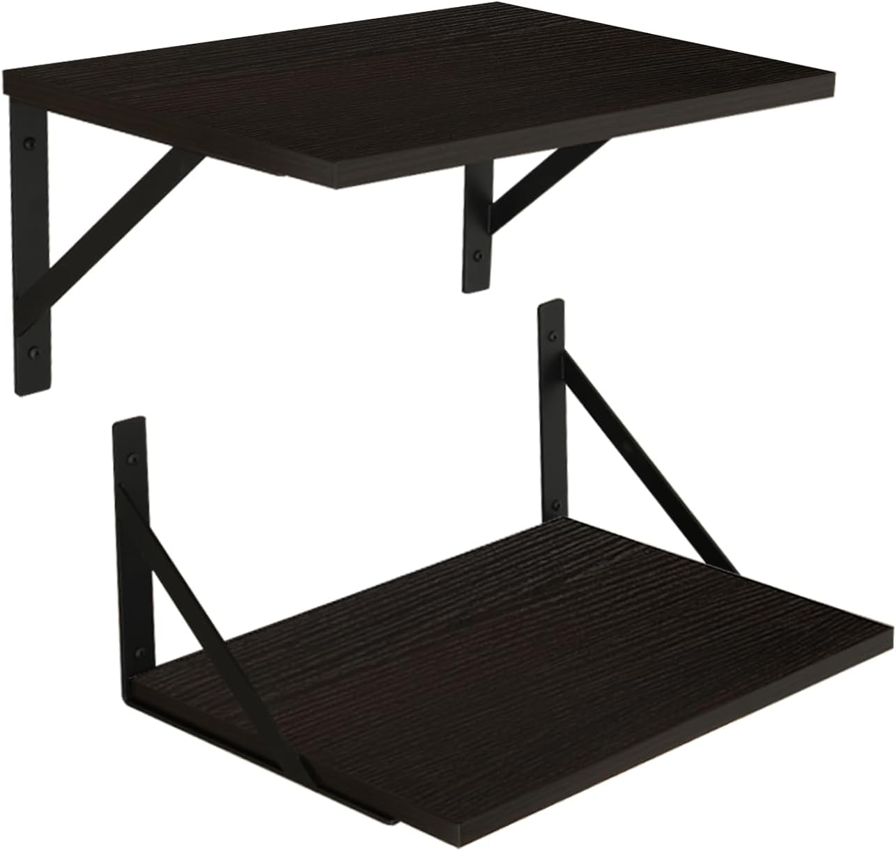 DINZI LVJ Deep Floating Shelves, 16" W x 12" D Wall Shelves Set of 2, Wide Display Shelf Wall Mounted with Brackets, Easy-to-Install Wall Bookshelf for Living Room, Bathroom, Bedroom, Espresso