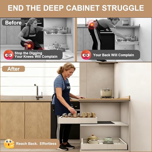 Fokyfok Pull Out Cabinet Organizer,23"-31"W,17"-24"D,Expandable,Adhesive - Image 4