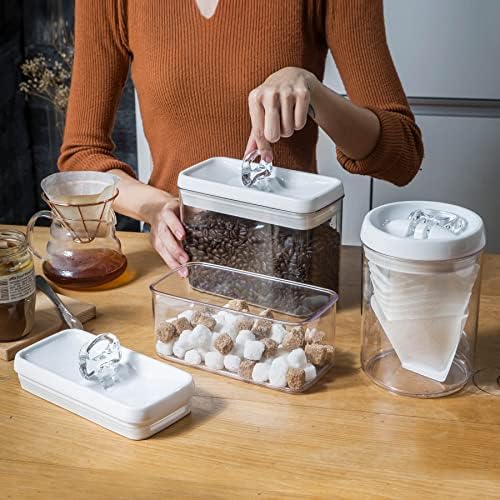 Felli Flip Tite Storage Container with Lid 4” RECTANGULAR Airtight Ring Flip Top, Stackable Kitchen Counter Pantry Organizer Acrylic Canister Jar for Pasta Spaghetti Cereal Granola Coffee (1.9qt) - Image 2