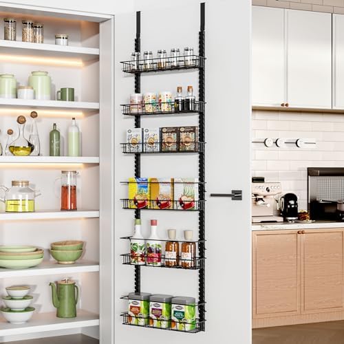 Churboro 6 Tier Over Door Pantry Organizer, 2-in-1 Adjustable Spice Rack by Churboro