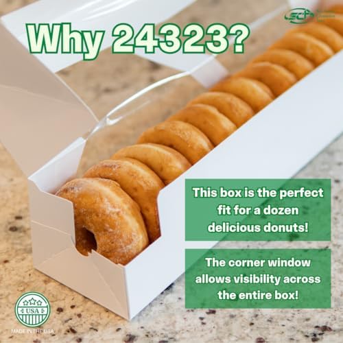 SCT Bakery Automatic Window Bakery Box, Donut Box & Pastry Box (200 Pack), 18 x 4 x 3-1/2 Inch, White Food Tray with Viewing Window, Grease & Moisture Resistant, Recyclable & Compostable, 24323 - Image 3
