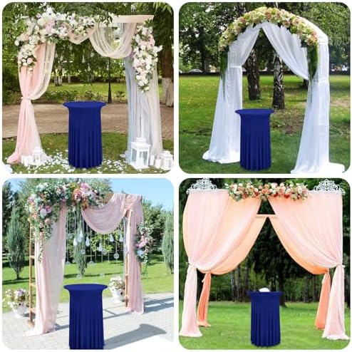 4 Packs Royal Blue Round Cocktail Table Skirt 32"x 43" - Image 7