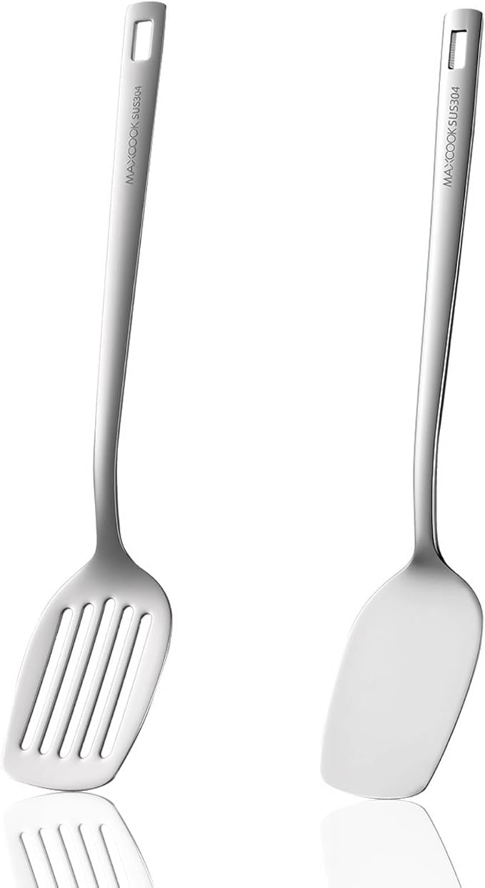 18/8 Stainless Steel Metal Spatula Wok Turner, 2 Pcs by MAXCOOK