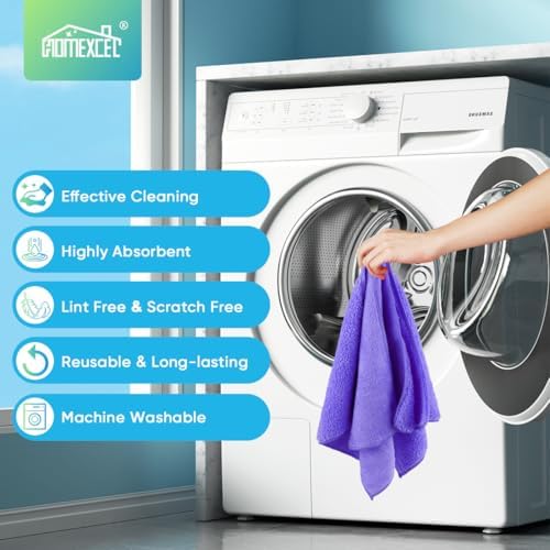 HOMEXCEL Purple Microfiber Cleaning Cloth, Microfiber Towels for Car,12 PK - Image 5