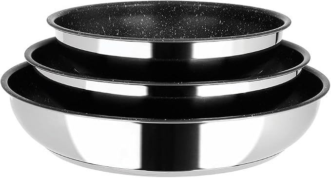 Sitram 8-Piece Stainless Steel Cookware Set: 3 Frying Pans (20-24-28 cm) + 2 Saucepans (16-18 cm) + 2 Glass Lids (16-18 cm) + Removable Handle, Suitable for All Heat Sources - Image 2