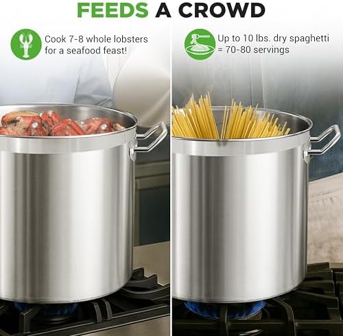 Nutrichef Stainless Steel Cookware Stockpot, 40 Quart Heavy Duty Induction Soup Pot With Stainless Steel Lid And Strong Riveted Handles, Even Heat Distribution, Compatible With Most Cooktops - Image 4