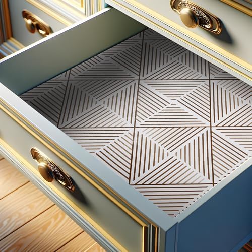 FIFTY FEET 12"x120" Non-Adhesive Shelf Liner for Kitchen Cabinets and Drawers, Washable Non-Slip PVC Cabinet Liner (Brown Modern)(2 Roll) by FIFTYFEET