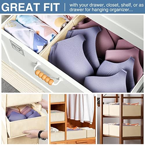 Criusia Drawer Organizer Clothes 12 Pack, Dresser Organizer for Nursery Bedroom Closet Organization and Storage - Baby Clothes Organizer Bins - Drawer Divider for Sock Underwear Bra Ties (Beige) - Image 4