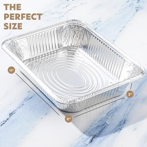 PLASTICPRO 50 Pack Aluminum Pans 9'' x 13" Disposable Pans with Covers Heavy Duty 10 lb Foil Pans for Baking and Cooking - Image 6