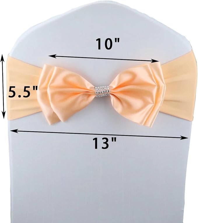 12 PCS Double Bows Stretch Chair Sashes, for Wedding Party Chair Cover Decoration, Spandex Stretch Chairs Bands (Pack of 12 Champagne Pink) - Image 6