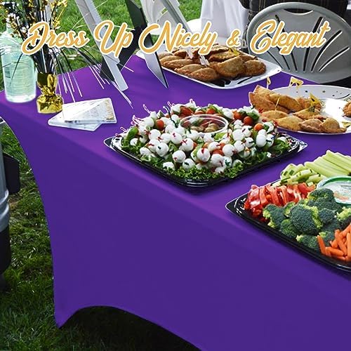 BRILLMAX 4 Pack Purple Spandex Table Covers for 6ft Rectangle Tables - Image 7