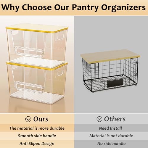 Delamu 2 Set Pantry Organizers and Storage,Trash Bag Dispenser with Bamboo Top,Stackable Trash Bag Dispenser Under Sink Organizer for 4-30 GalBags,Onion,Potato,Fruits,Amber(11-7/32"L*7" W*7-1/8"H) - Image 6