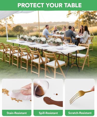 Fitted Tablecloth Rectangle Table Cloths with Elastic, 4 ft, White, 6 Pack - Image 4