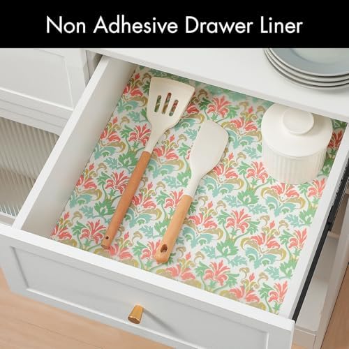 Cooyes Shelf Liner for Kitchen Cabinets – Non-Adhesive Waterproof Drawer Liner – Durable EVA Material Easy-to-Cut Shelf Paper for Refrigerator, Cupboard, Dresser with Modern Pattern - Image 2