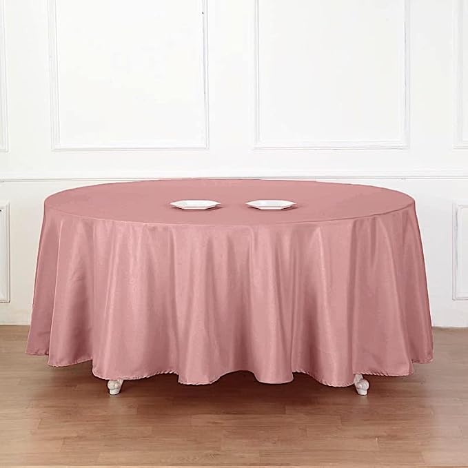 Balsa Circle 10 pcs 108 inch Dusty Rose Round Washable Polyester Easy-Care Tablecloth for Indoor and Outdoor Bridal Shower Wedding Table Buffet Table Parties Events Kitchen Dining - Image 2