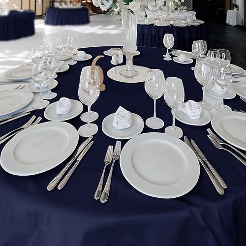 Fitable 6 Pack Navy Tablecloths 90 Inch Round for 36"-72" Tables - Image 2