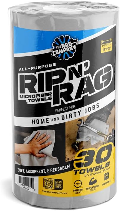 The Rag Company - Rip N' Rag Multi-Purpose Reusable Microfiber Towels for Home, Office, Garage, RV and More - 30 Count Roll - Premium 70/30 Blend - 200gsm (Pack of 2) - Image 3