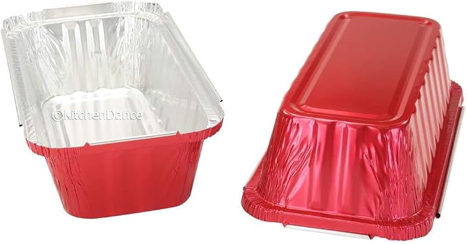 KitchenDance Disposable Aluminum Closable Loaf Pans with Lids - 2 Pounds Aluminum Foil Pans for Cakes, Cobblers - Baking Pans Perfect for Baking, Storing, Preparing Food - 1850 (Red, 25) - Image 3