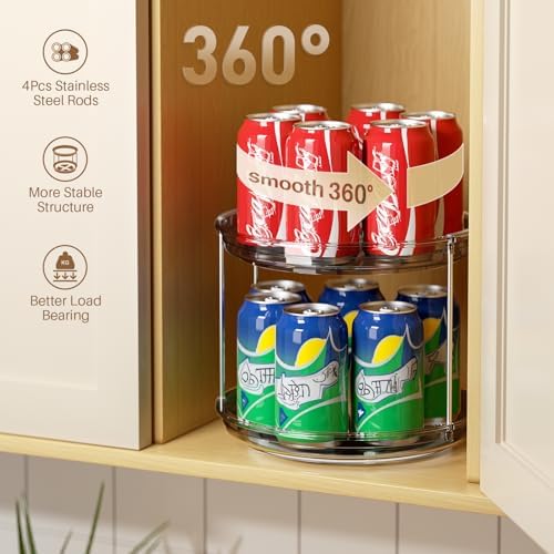 LAMU 2 Tier Lazy Susan Turntable Organizer 9.25'' Rotating Spice Rack Organization for Cabinet, Kitchen, Pantry, Countertop, Bathroom, Vanity, Medicine Cabinet Organizer, Grey - Image 2