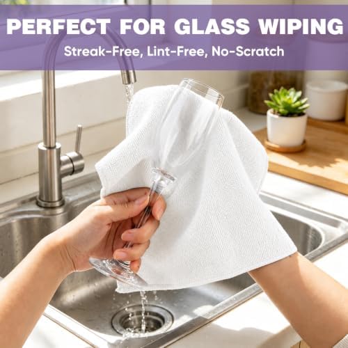 TEAWOO 10 PCS White Microfiber Cleaning Cloths, Assorted Cleaning Rags - Image 4