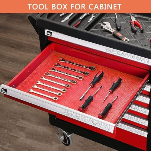 Foam Toolbox Liner Drawer Liner, Non-Slip Shelf Liners 35.4"W x 117.6"L Red - Image 6