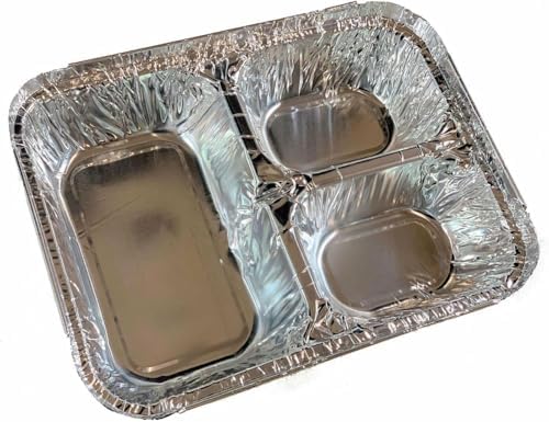 DCS Deals Disposable Aluminum Dinner Tray with Paper Lids – 3 Compartment Foil Pan – Perfect for On the Go Lunches, Leftovers, TV Plate or Takeout Convenient Airline Food Tray - Image 3