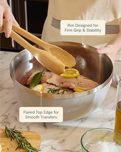 Caraway 6-Piece Stainless Steel Mixing Bowl Set with Glass Lids - Image 6