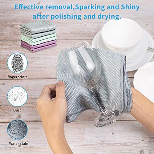 Streak Free Miracle Cleaning Cloths Easy Clean Nanoscale,Fish Scale Microfiber Window Mirror Glass Car Stainless Steel Cleaning,Lint Free Dish cloth Wine Glass Polishing Towel,Reusable,Pack 6,Pink - Image 3