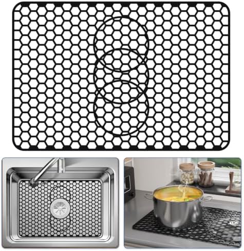 Bestjing Silicone Sink Protectors for Kitchen Sink - 19''x 13'', Black by Bestjing