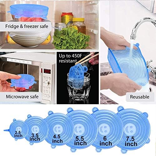 Reusable Storage Bags 15 Packs Reusable Silicone Storage Bags Set with 6 PCS Eco-Friendly Leakproof Silicone Food Storage Bags,3PCS Beeswax Wrap+6PCS Silicone Stretch Lids Cover for Meat Fruit Veggies - Image 5