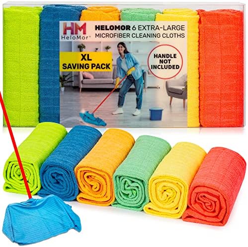 HELOMOR Large Microfiber Towels 6 Pack - 30"x18" Car Drying Towel - Extra Absorbent Cleaning Cloths for Floors, Kitchen and Windows - Lint-Free Detailing Cloths for Cars by HELOMOR
