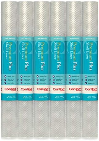 Con-Tact Brand Premium Plus Non-Adhesive Shelf Liner, Heavy Duty and Multi-functional Drawer Liner, 18" x 4', Nova Crystal Clear, Pack of 6 Rolls by Kittrich+%28Home%29