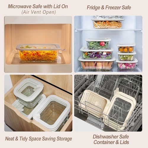 Urban Green Glass Food Storage Containers with Glass Lids, Microwave Safe Food Container Set, Aitight Meal Prep Container Set, LeakProof, 100% Plastic Free, 4 Pack - Image 5