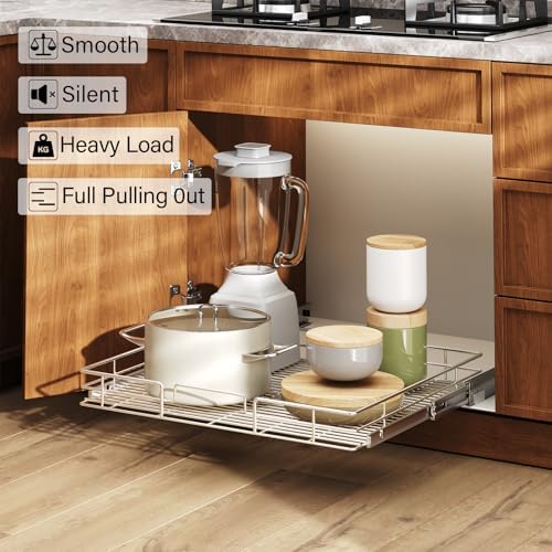 LOVMOR Pull Out Cabinet Organizer and Storage 27" W x 21½" D, Slide Out Shelves for Kitchen Cabinets - Image 2