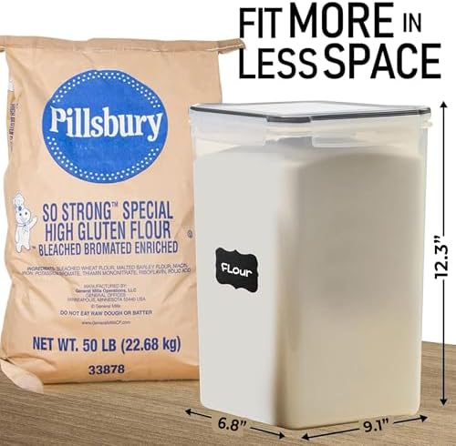 2 PC [8.5L / 287 Oz] Extra Large Airtight Food Storage Containers + 2 PC [6.5L / 220 Oz] Large Flour Sugar Storage Containers - BPA Free Plastic Containers for kitchen Essentials - Image 2