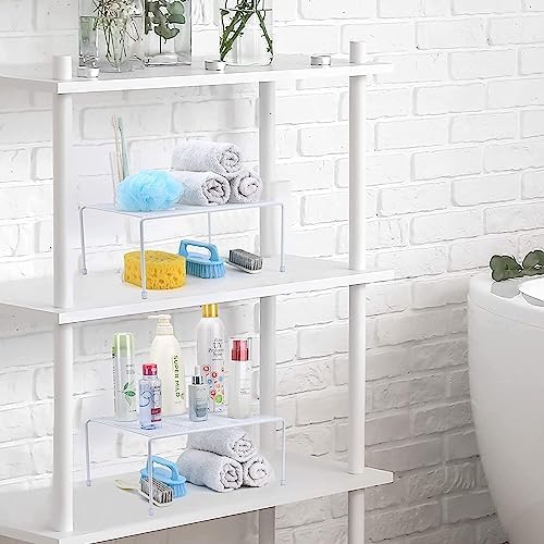 Set of 6 Mesh Kitchen Shelves Cabinet Storage Shelf Rack (13.1 x 10.2 Inch) ，Kitchen Bathroom Pantry Cupboard Desk Home Office, Fridge, Cabinet, Bathroom Cupboard, Non-slip Plastic Feet (6, White) - Image 2