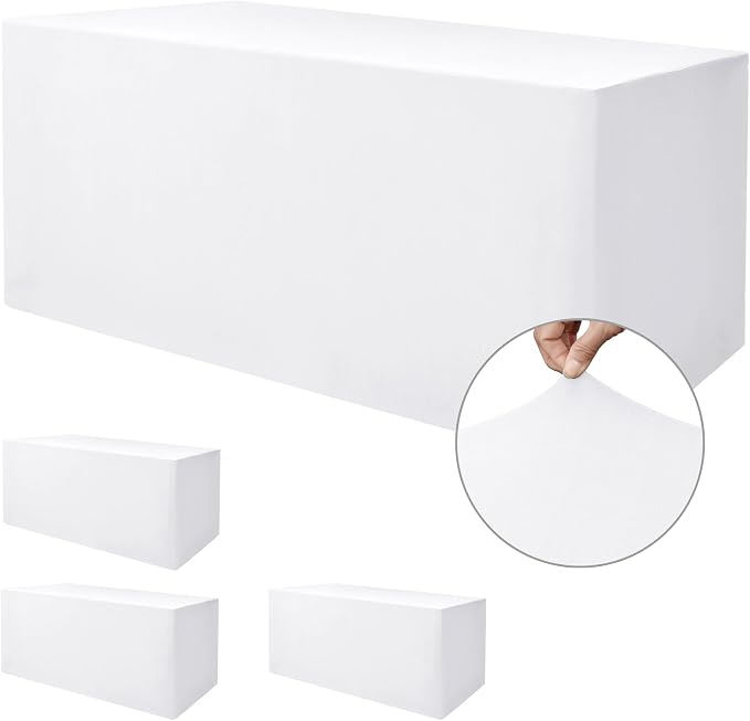 Rectangle Spandex Fitted Tablecloths For Vendor 4 Pcs 48X24 Inch White by Nasitoshomedecor