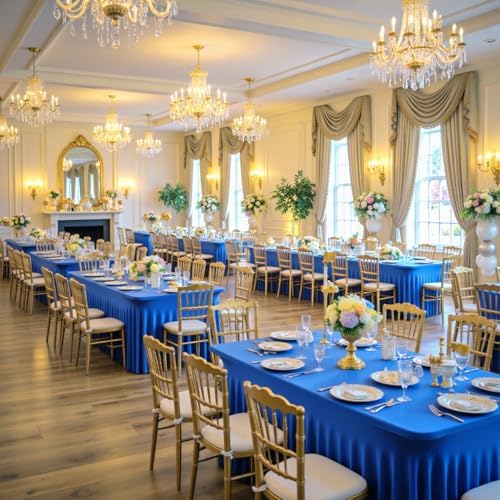 Leegleri 4 Pack Royal Blue Spandex Table Clothes for 6ft Rectangle Tables, Wrinkle Free Fitted Tablecloths for Parties, Weddings, Banquets, Baby Showers by LeegleriTableSkirt