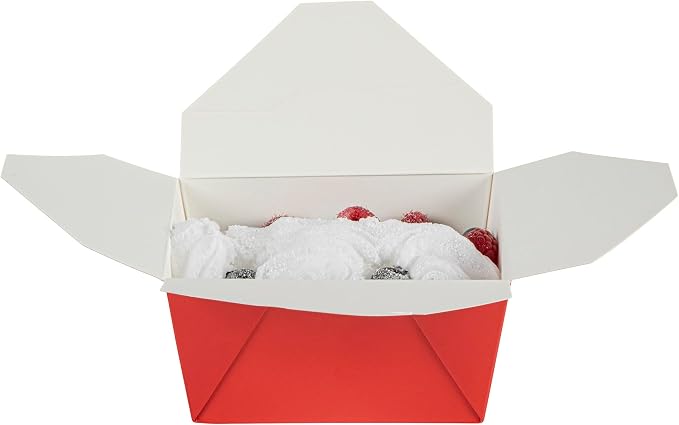 Restaurantware Bio Tek 30 Ounce Take Out Boxes 200 To Go Lunch Boxes - Tab-Lock Closure Heat-Tolerant Red Paper Disposable Lunch Boxes Greaseproof For Hot And Cold Foods - Image 11