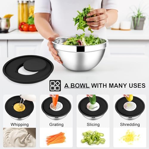 E-far Stainless Steel Mixing Bowls, 7PCS Mixing Bowls with Airtight Lids - Image 3