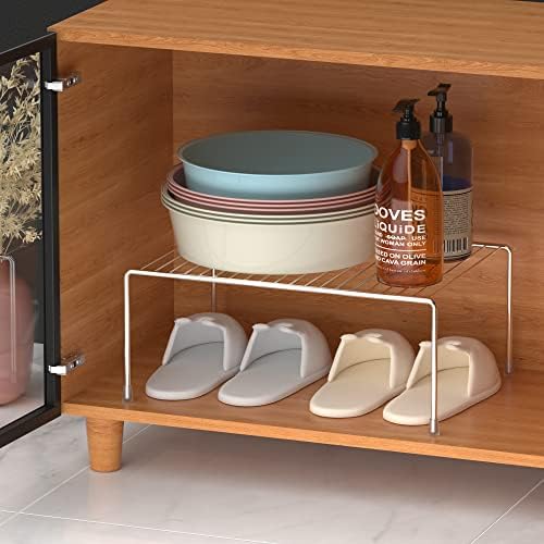 iPEGTOP Set of 6 Large (15.7 x 9.4 Inch) Kitchen Cabinet Organizer Shelf, Wire Freezer Storage Shelves Rack, Rustproof Steel Metal Shelf Riser for Dish Plates Pantry Cupboard Organization, Chrome - Image 5
