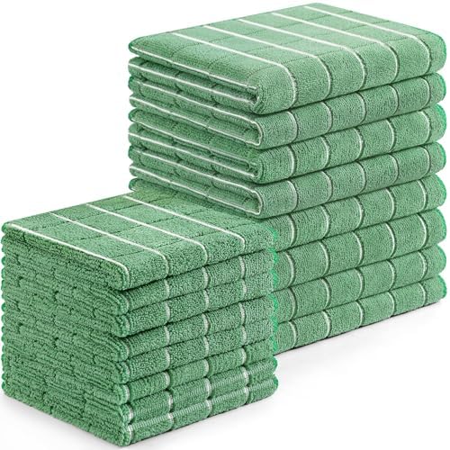 Homaxy Microfiber Kitchen Towels and Dishcloths Sets, 16 Pack, Grass Green by Homaxy