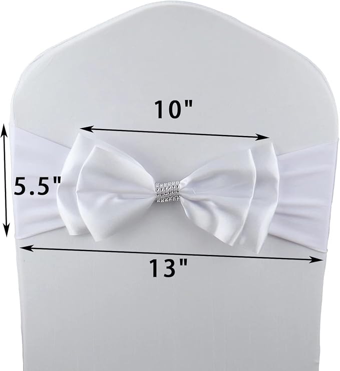50 PCS Double Bows Stretch Chair Sashes, for Wedding Party Chair Cover Decoration, Spandex Stretch Chairs Bands (Pack of 50 White) - Image 6