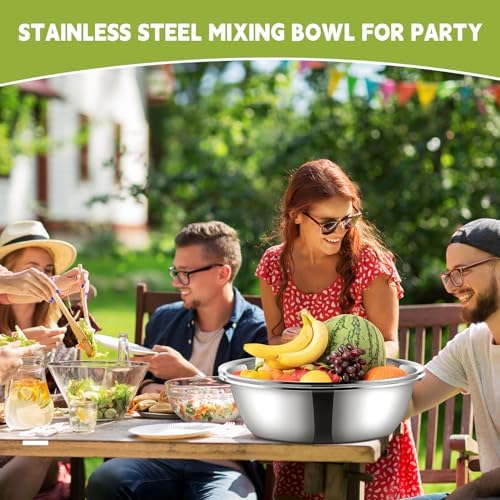 Yungyan 2 Pieces Large Mixing Bowl Stainless Steel Oversized All Purpose Steel Bowl Metal Bowl for Serving Baking Marinating for Home Cooking or Commercial(26 Quarts) - Image 7